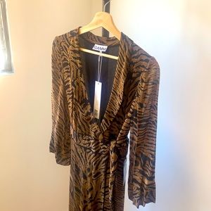 GANNI tiger-print georgette maxi wrap dress, 2